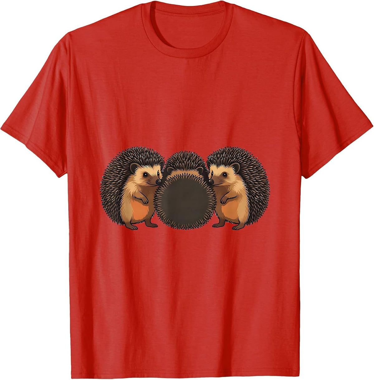 Men's Cute Hedgehogs Friendly Animal Humor Kids Women T-Shirt - Red