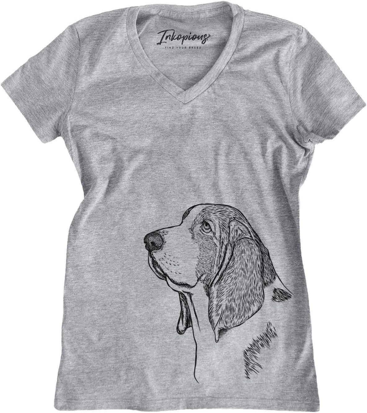 Inkopious Basset Hound Profile Triblend T-Shirt - Grey V-neck