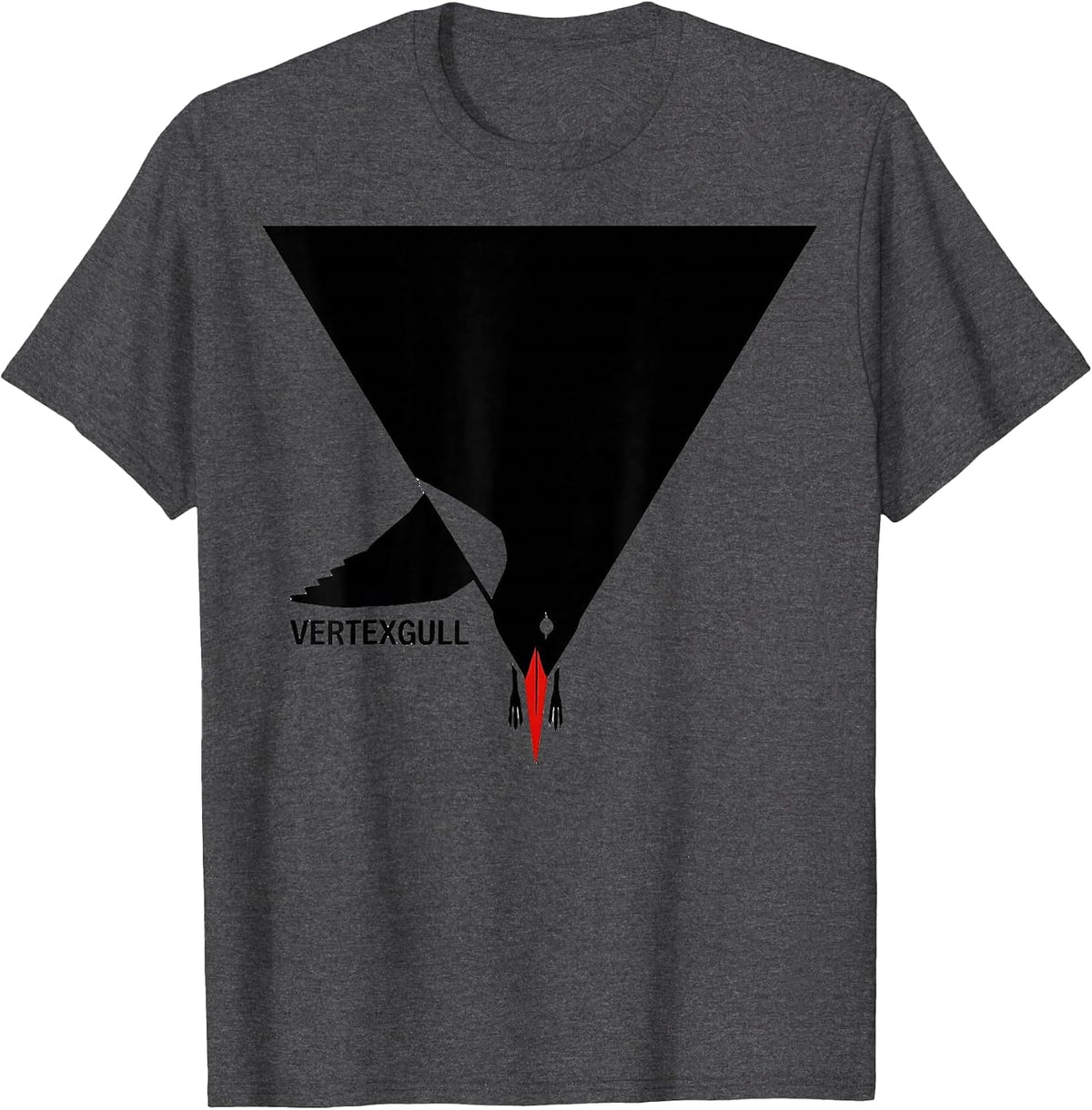 Vertexgull Funny Geometric Bird Pun Math Teacher Humor T-Shirt - Dark Heather Grey