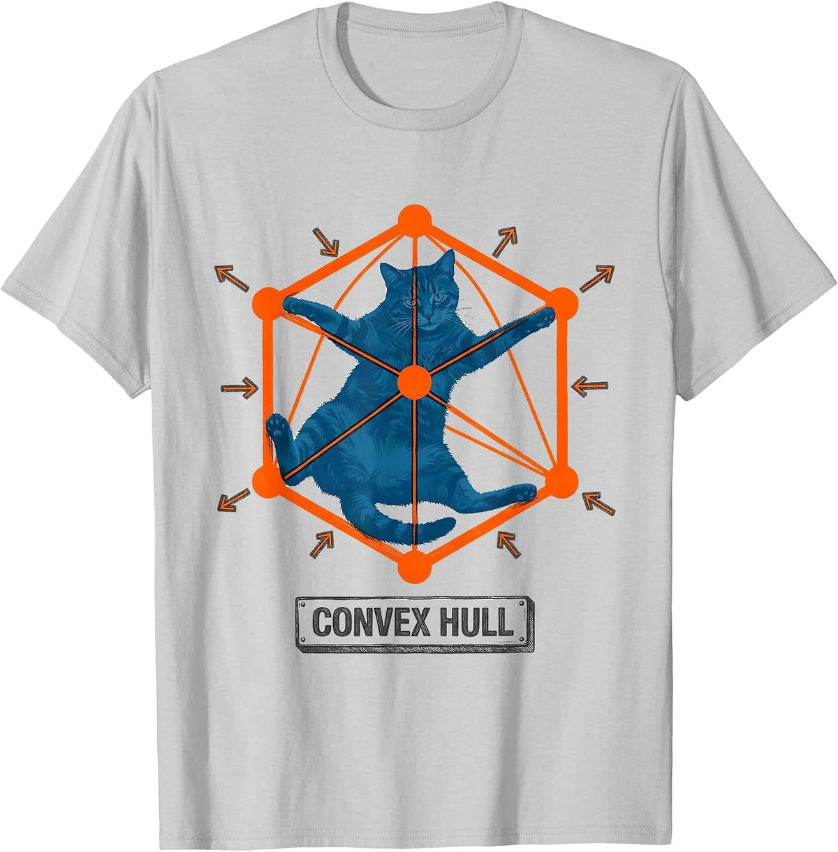 Men's Convex Hull Funny Cat Math Science Teacher Gift T-Shirt - Silver Grey
