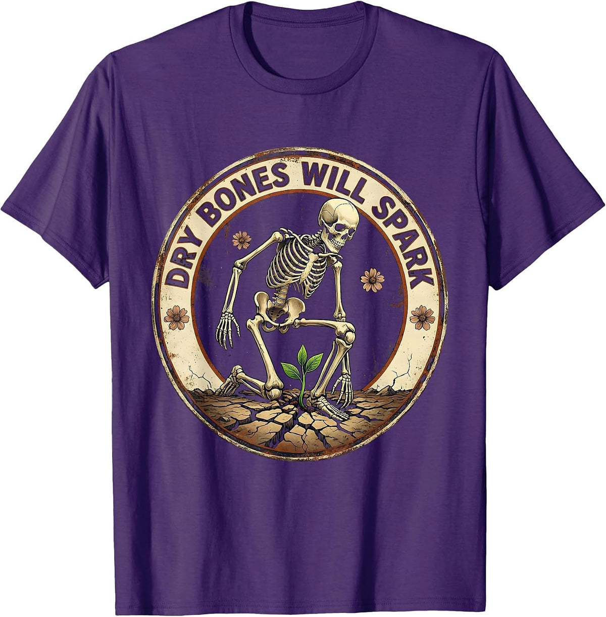 Dry Bones Will Spark Vintage Christian Skeleton Humor T-Shirt - Purple