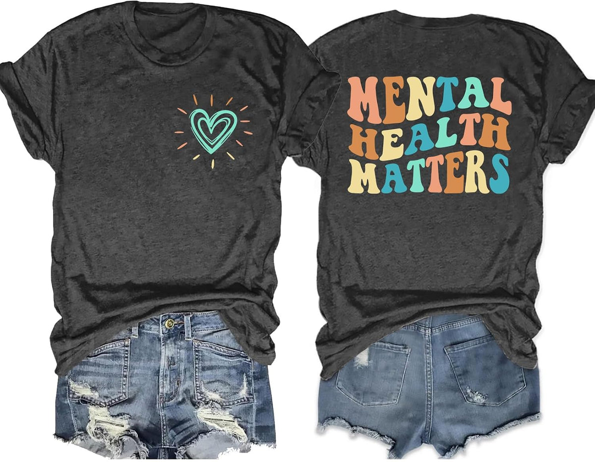 Mental Health Shirts for Women: Let Them T-Shirt You Matter Tshirt Inspirational Motivational Gifts Tee Tops - Heart-darkgrey