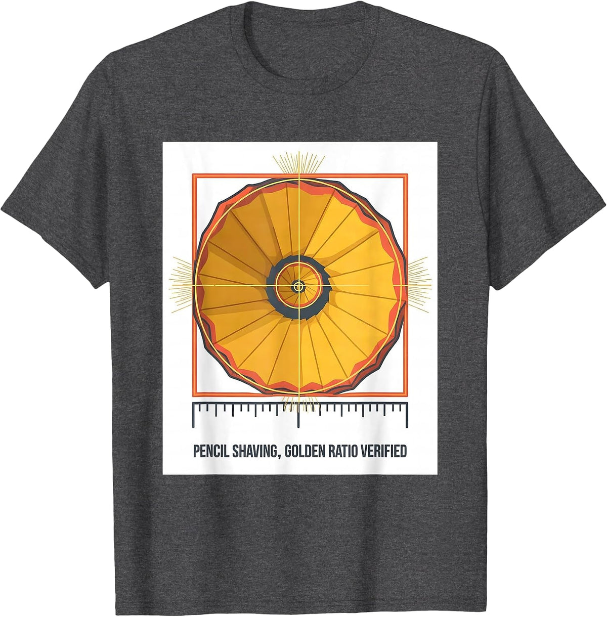 Pencil Shaving, Golden Ratio Verified Math Sacred Geometry T-Shirt - Dark Heather Grey