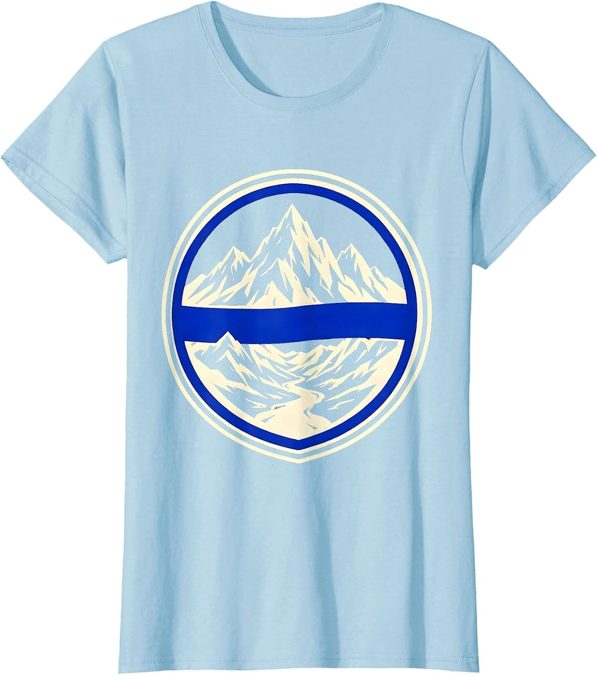 Thin Blue Line Mountain Valley Landscape T-Shirt - Baby Blue