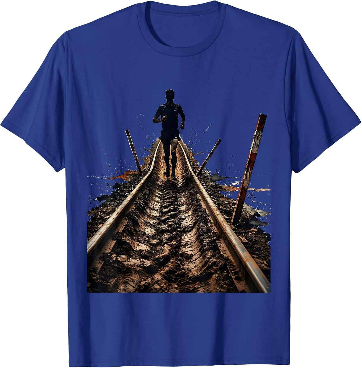 Men's Lone Runner Distressed Cross Country Running Humor T-Shirt - Royal Blue