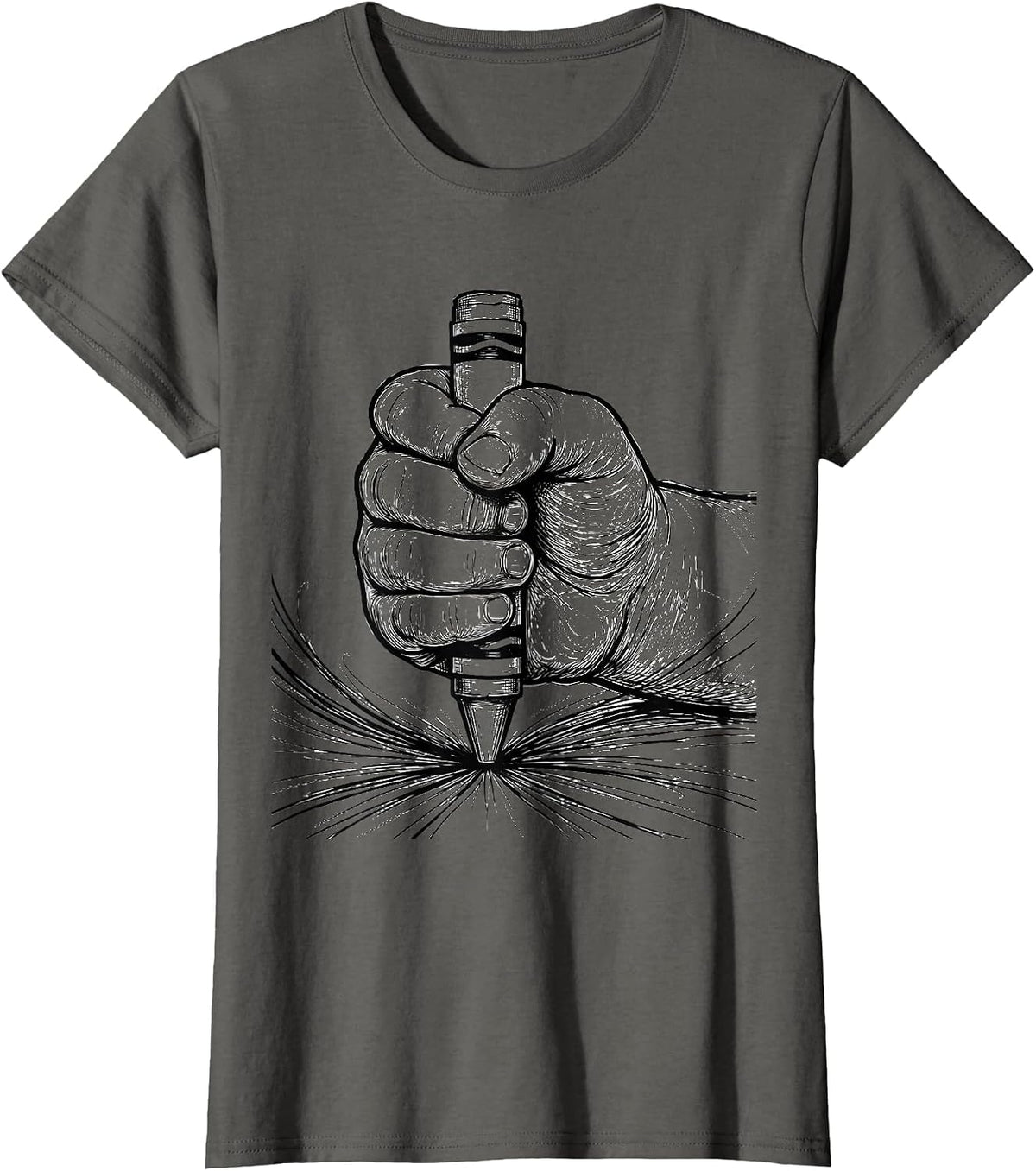 Women's Occupational Therapy Child Crayon Drawing Graphic T-Shirt - Asphalt Grey