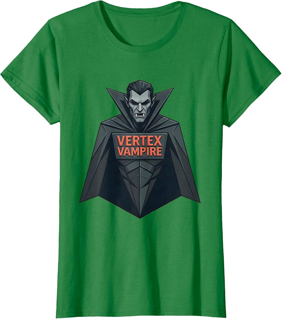 Women's Vertex Vampire Math Teacher Halloween Costume Humor T-Shirt - Kelly Green