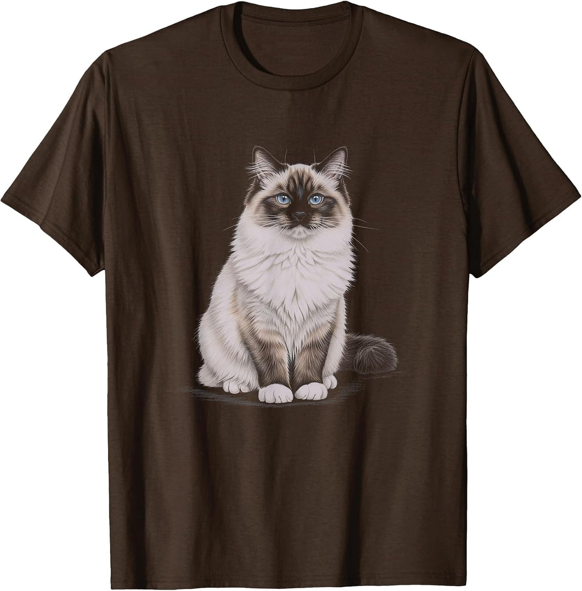 Ragdoll Cat Drawing Art Design T-Shirt - Brown