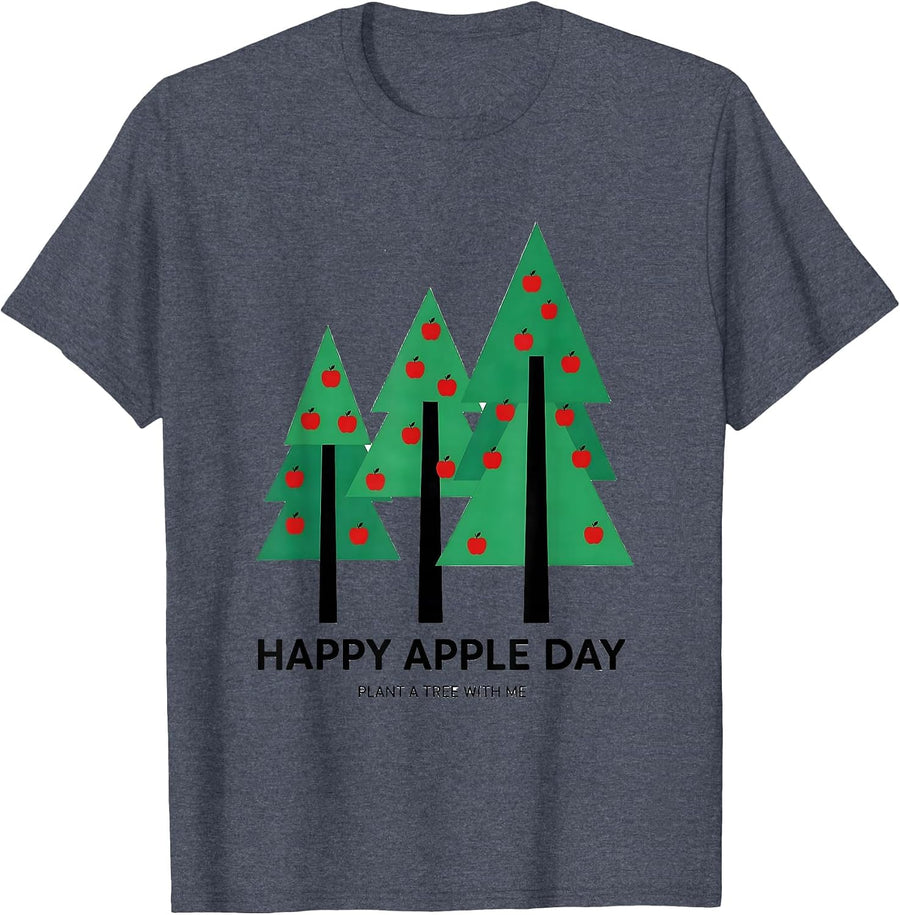 Happy Apple Day Plant A Tree With Me Geometric Johnny T-Shirt - Heather Blue