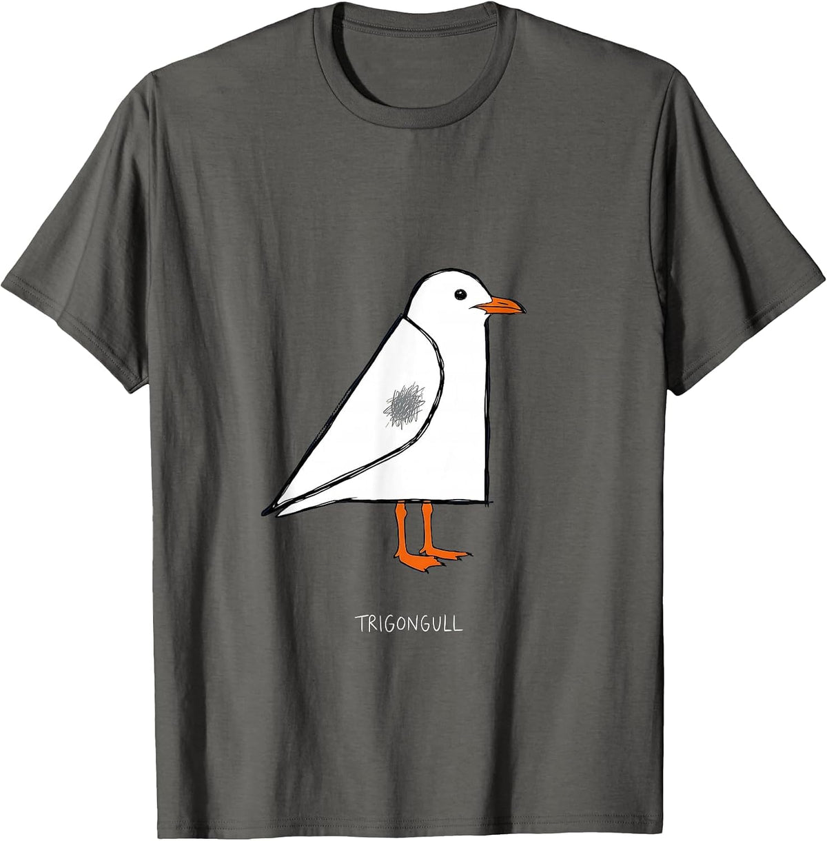 Men's TrigonGull Minimalist Math Teacher Bird Pun Funny T-Shirt - Asphalt Grey