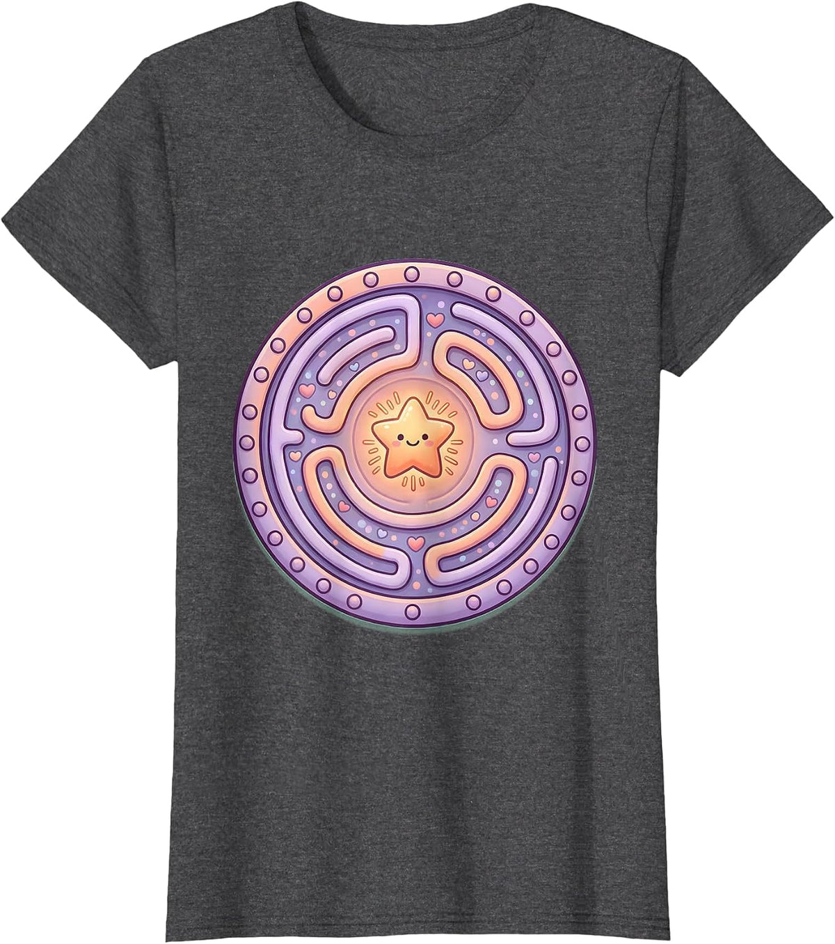 Women's Neurodiversity Labyrinth Glowing Center Design T-Shirt - Dark Heather Grey