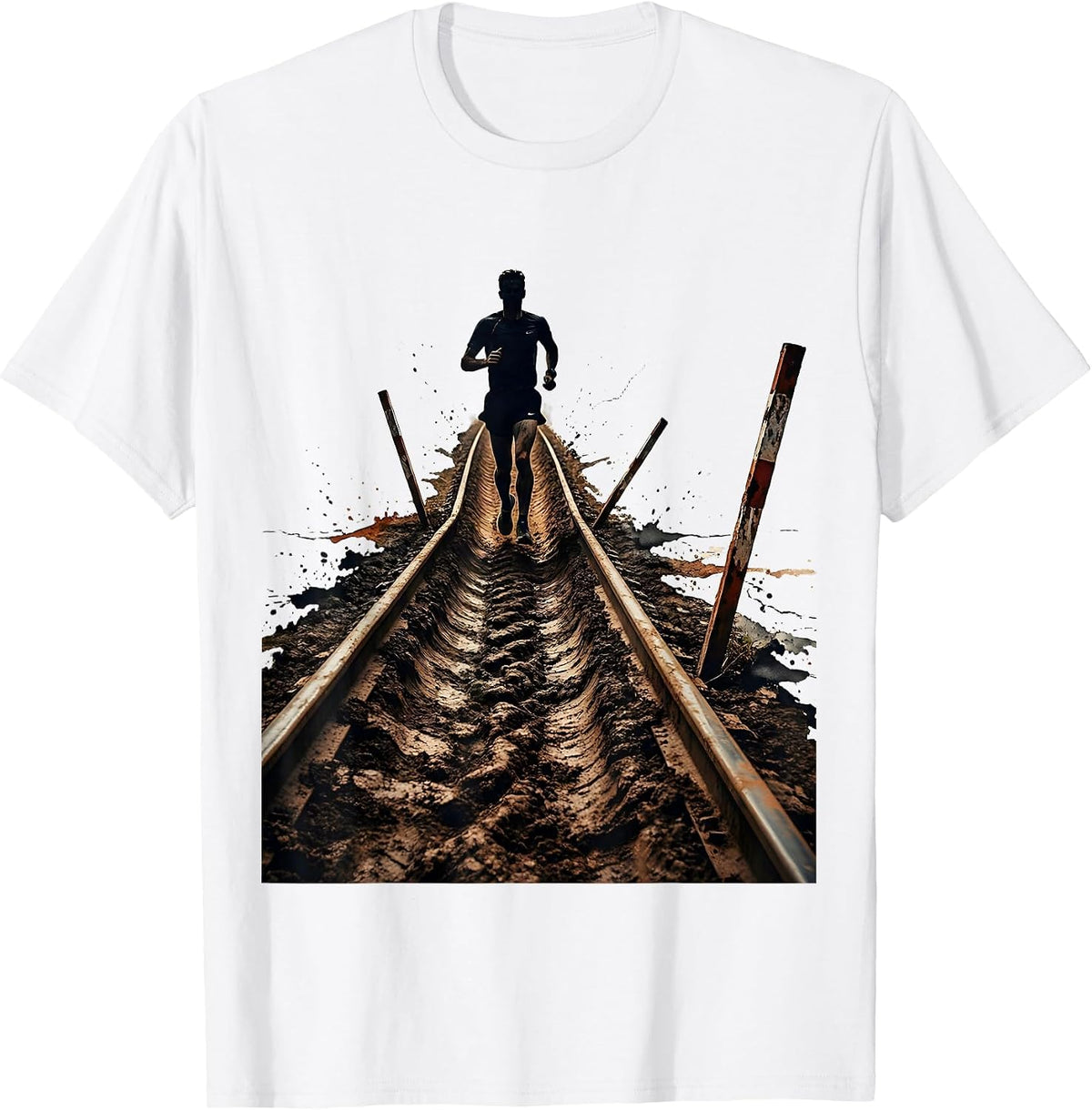Men's Lone Runner Distressed Cross Country Running Humor T-Shirt - White