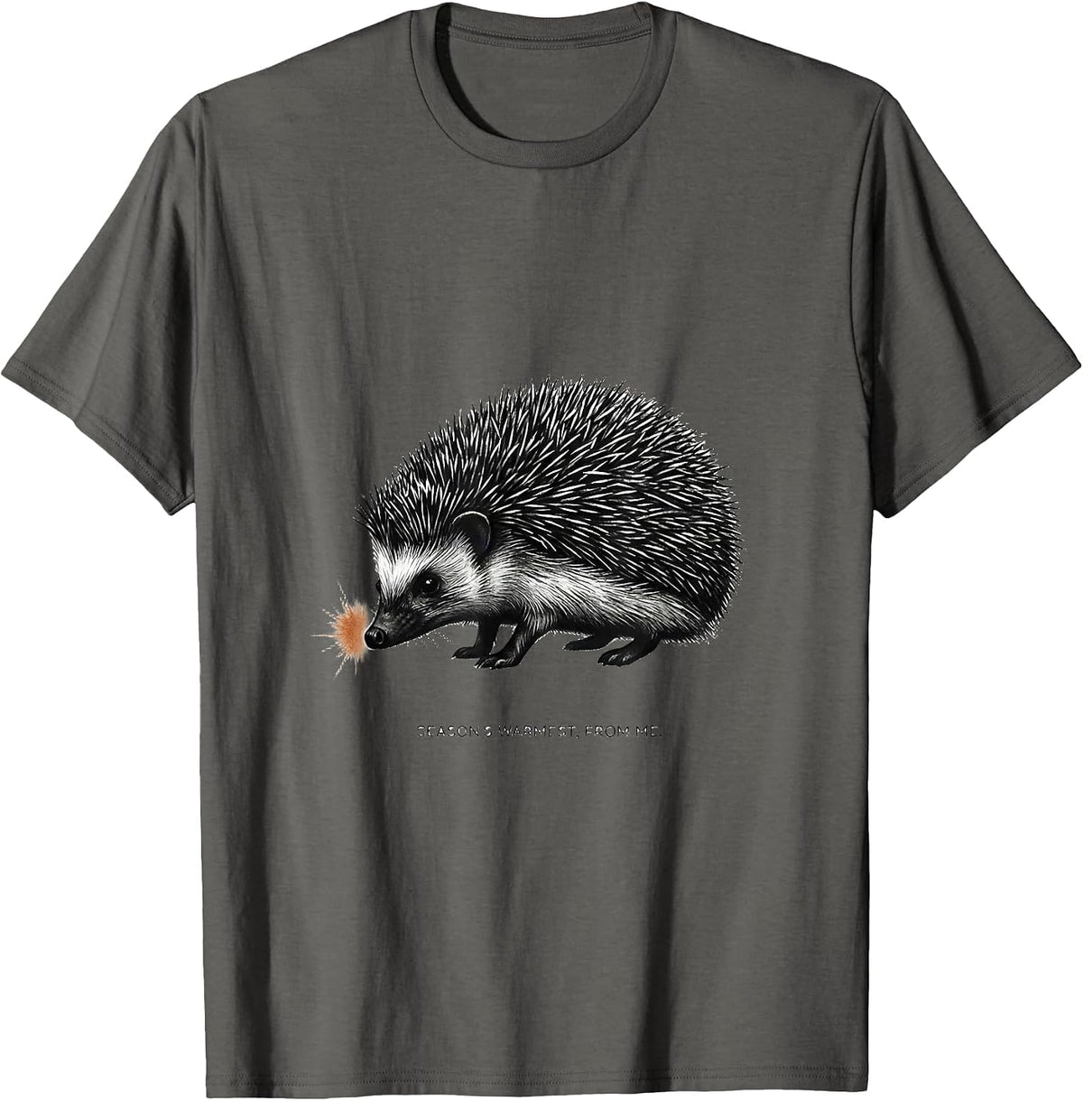 Men's Season's Warmest From Me Cute Hedgehog Animal Lover Gift T-Shirt - Asphalt Grey