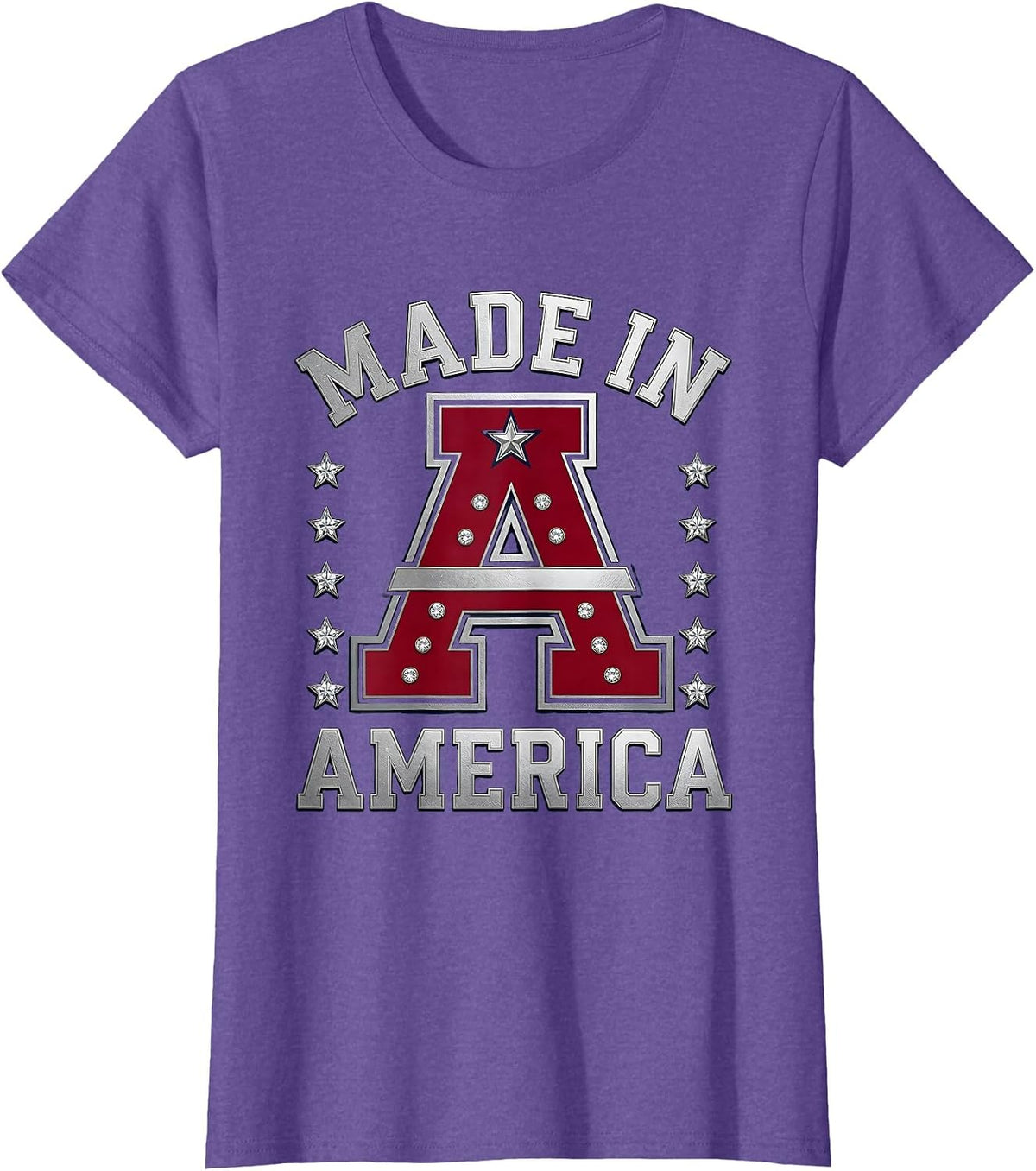 Made in America Patriotic Pride Design T-Shirt - Purple Heather