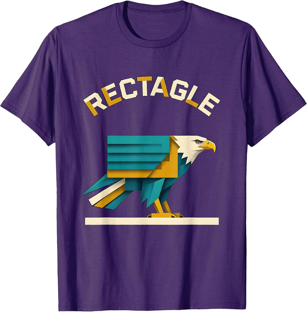 Rectagle Midcentury Modern Geometric Bird Pun Math Teacher T-Shirt - Purple