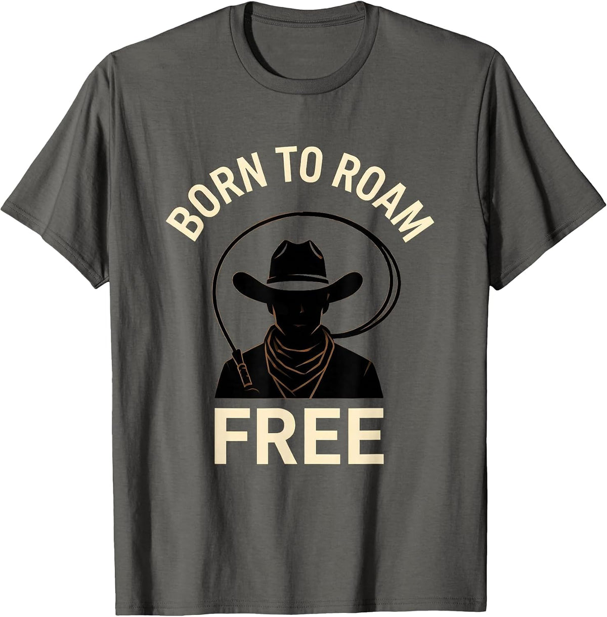 Born to Roam Free Cow Lover Design T-Shirt - Asphalt Grey