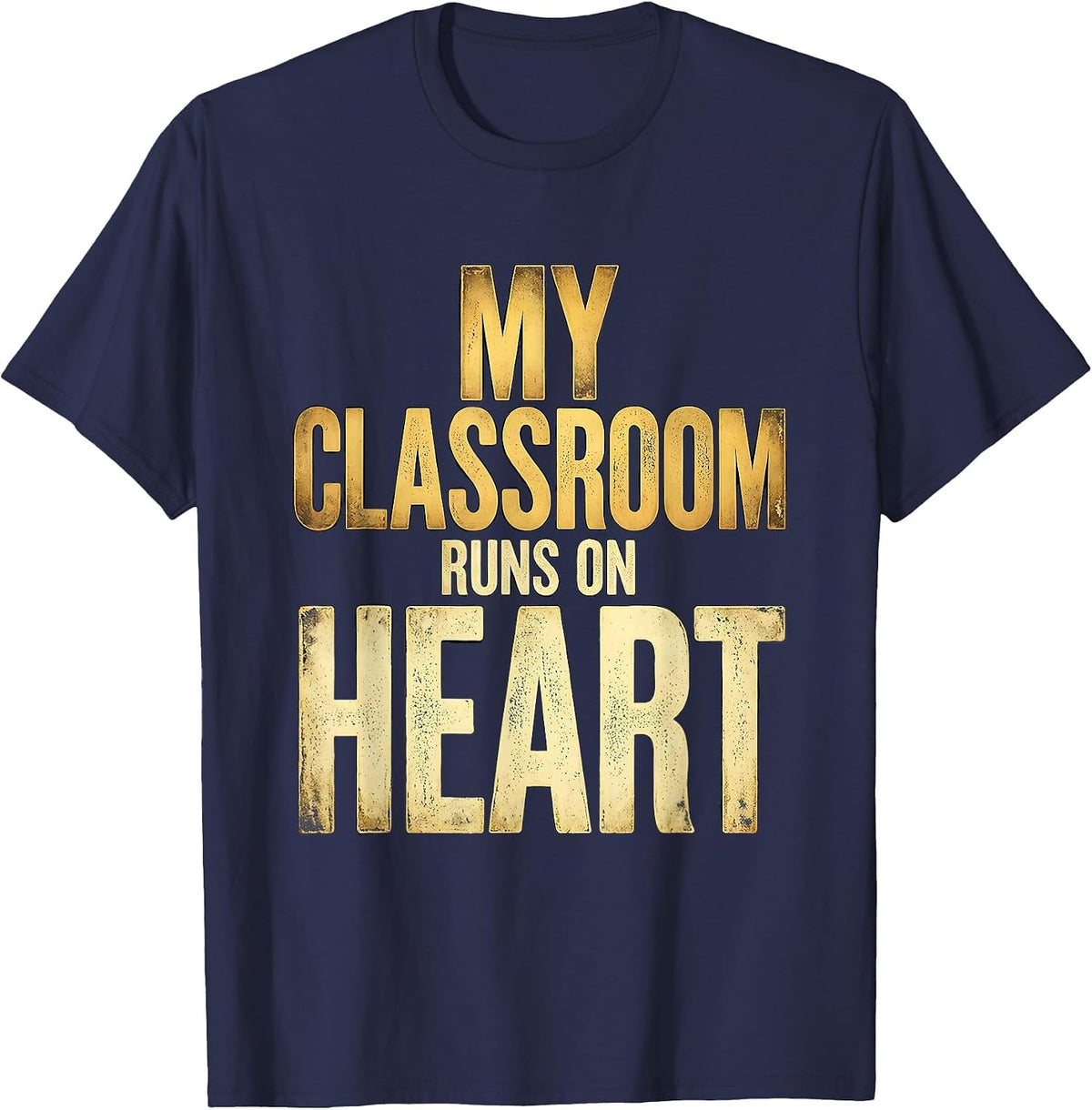 My Classroom Runs On Heart Sped Teacher Design T-Shirt - Navy Blue