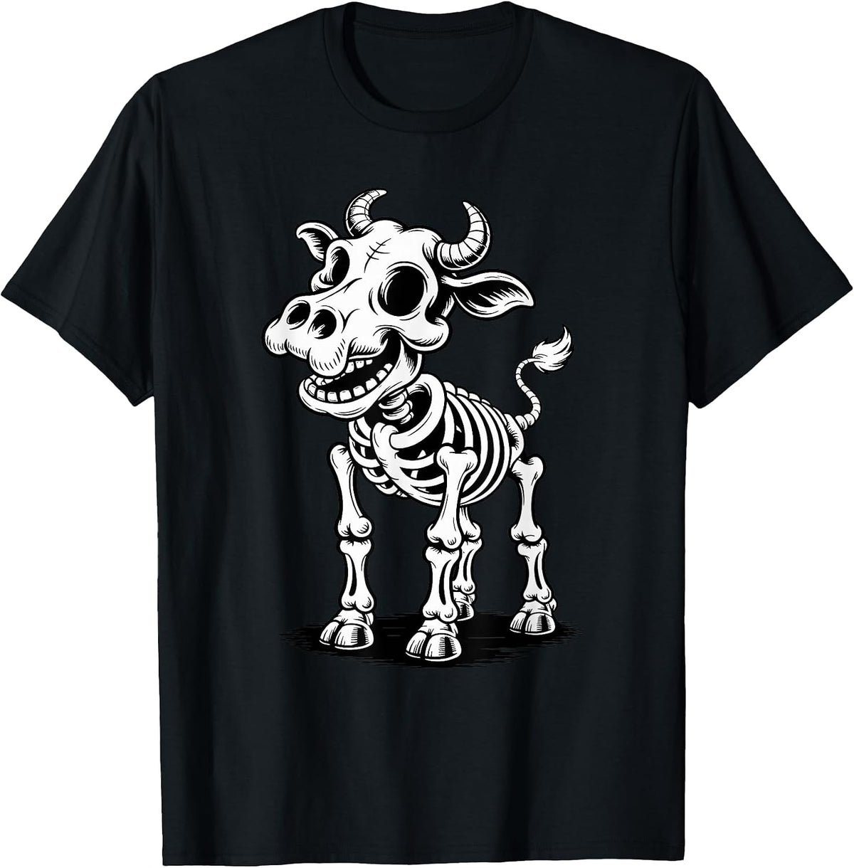 Halloween Cow Skeleton Spooky Cows T-Shirt, Men, Black, Small - As Pictured