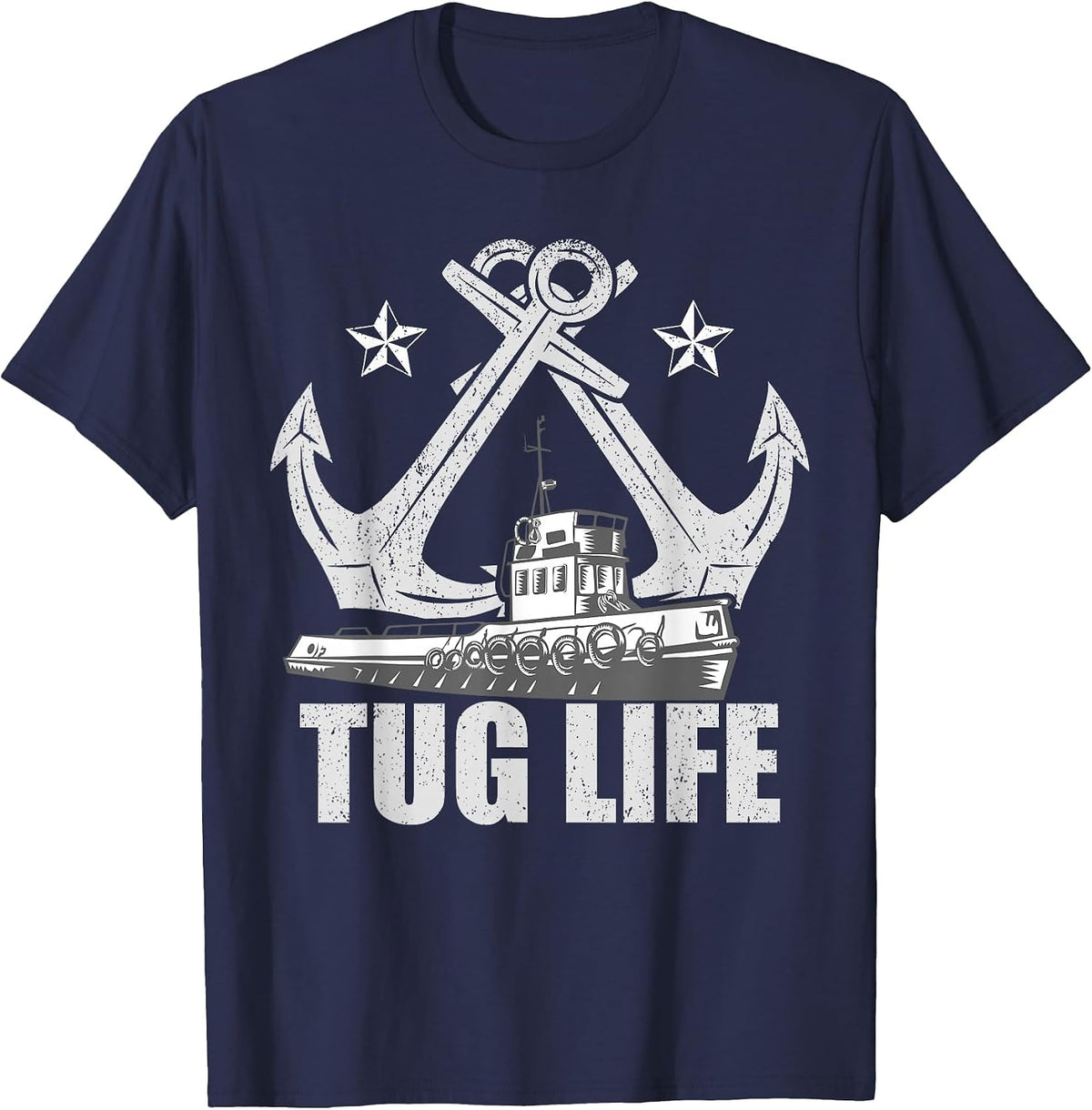 Retro Tugboat Captain Tug Boat T-Shirt - Navy Blue