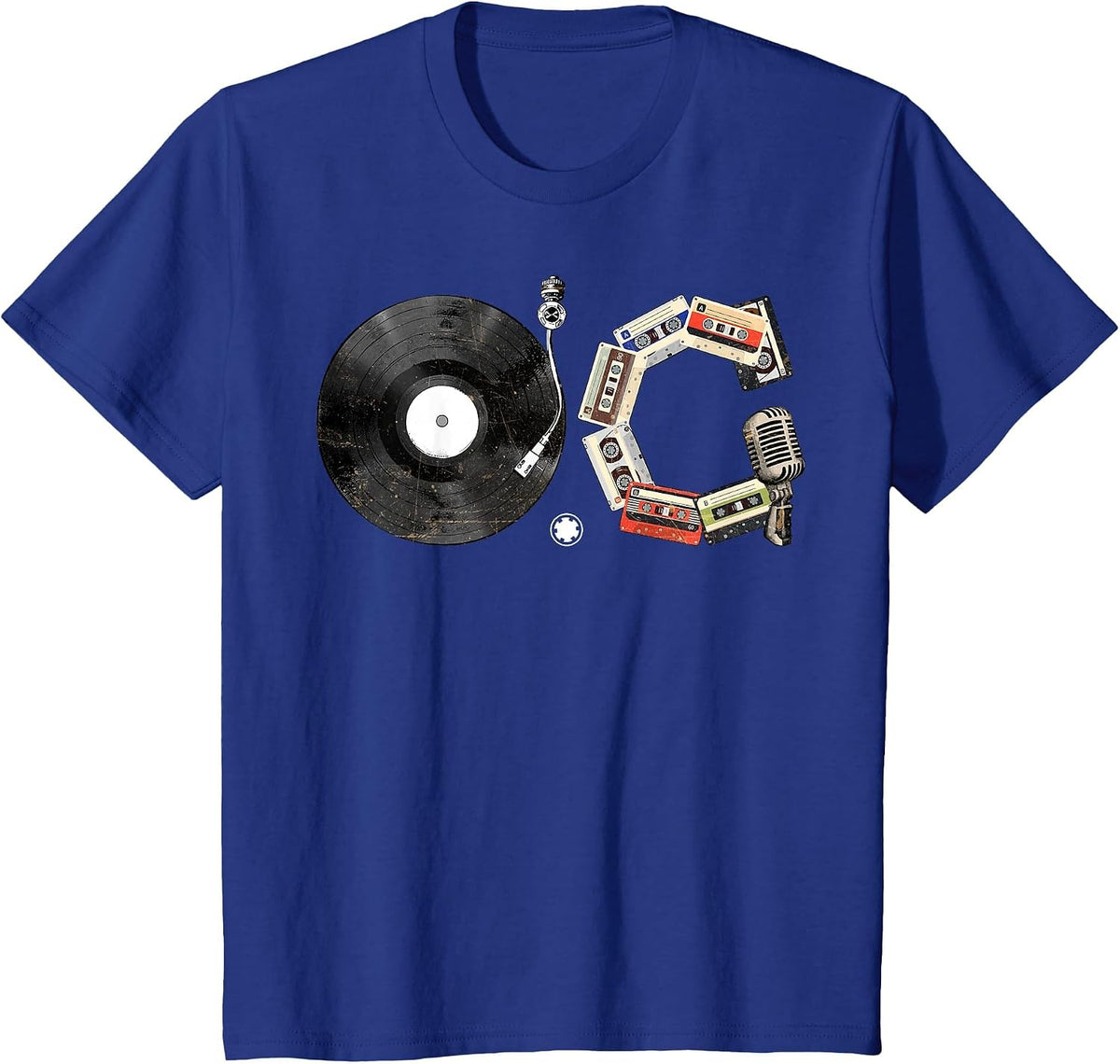 Old School OG Vinyl Cassette 80s 90s Retro Music T-Shirt - Royal Blue