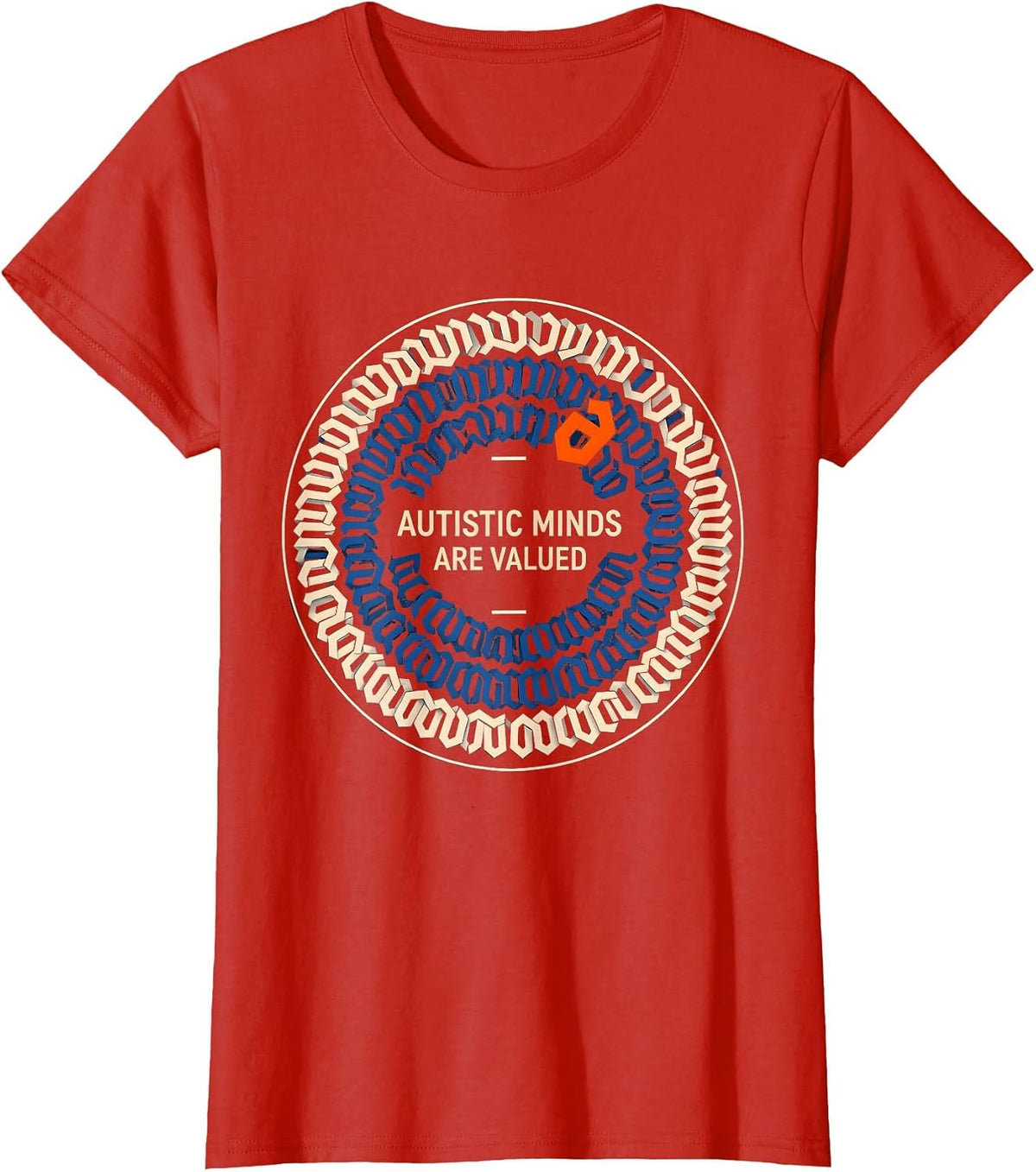 Autistic Minds Are Valued Geometric Neurodiversity Identity T-Shirt - Red