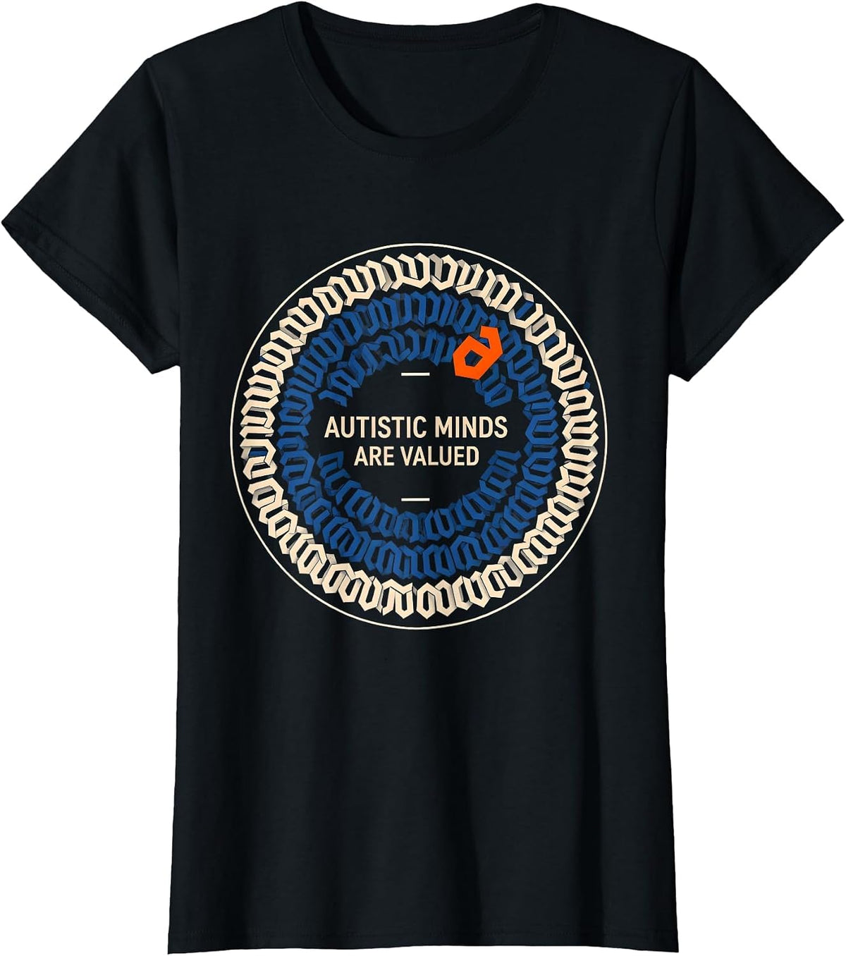 Autistic Minds Are Valued Geometric Neurodiversity Identity T-Shirt - Black