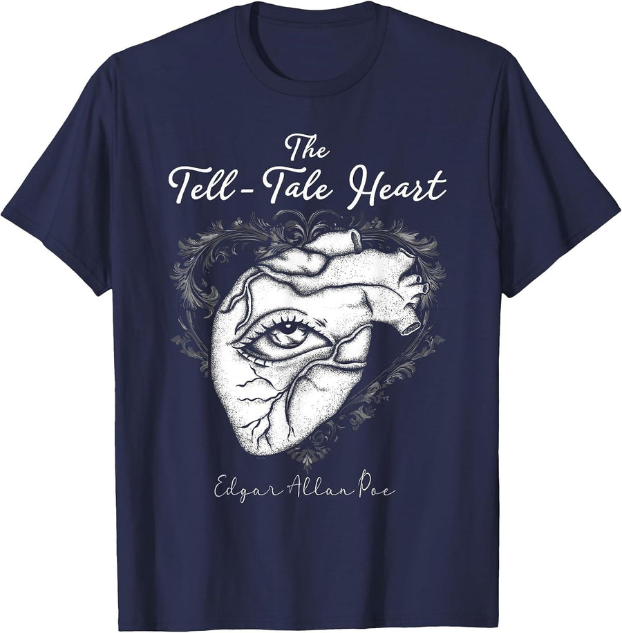 Gothic Literature - Edgar Allan Poe - The Tell Tale Heart T-Shirt - Navy Blue