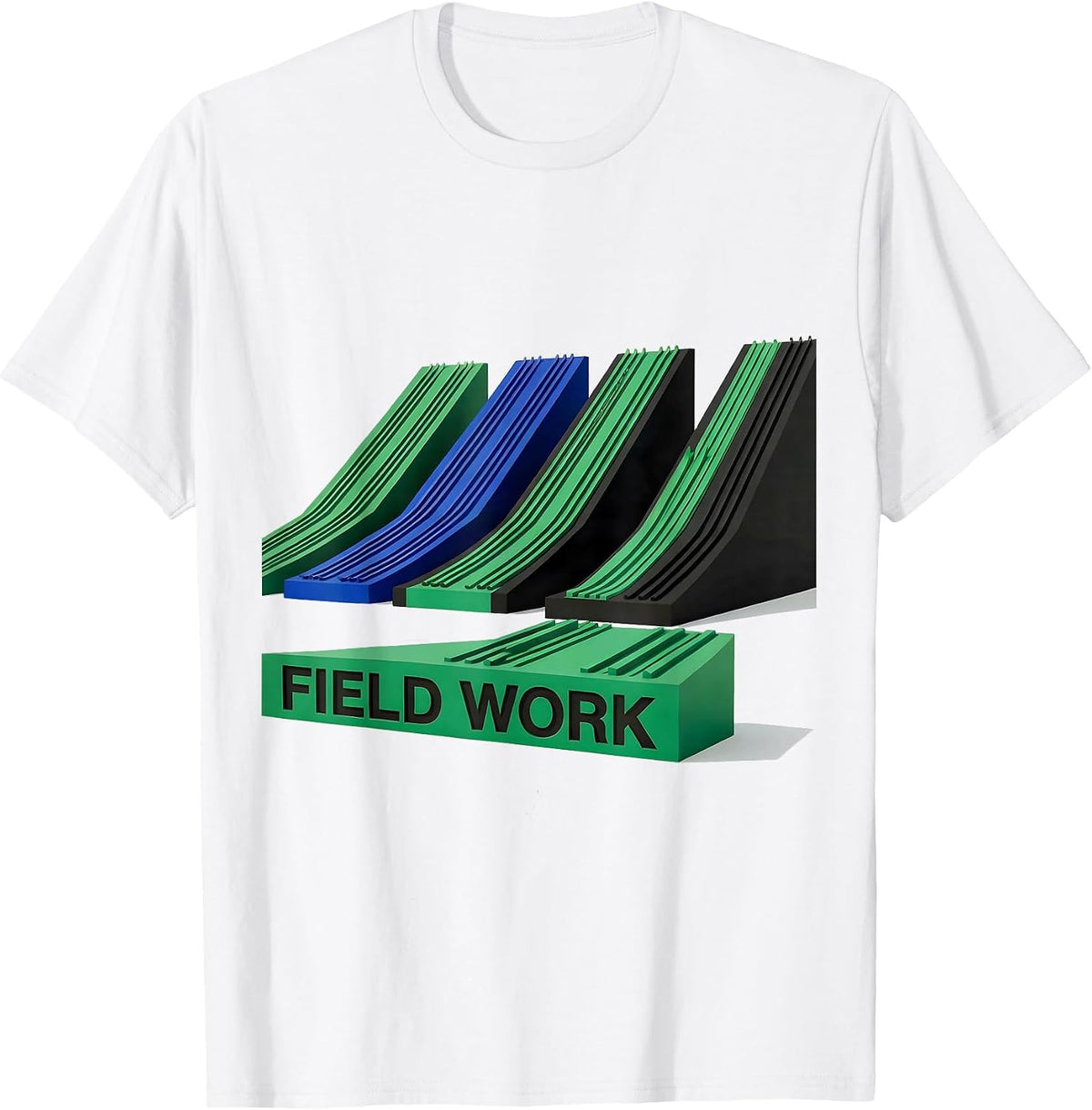 Men's Field Work Geometric Ski Snowboard Dad Humor T-Shirt - White