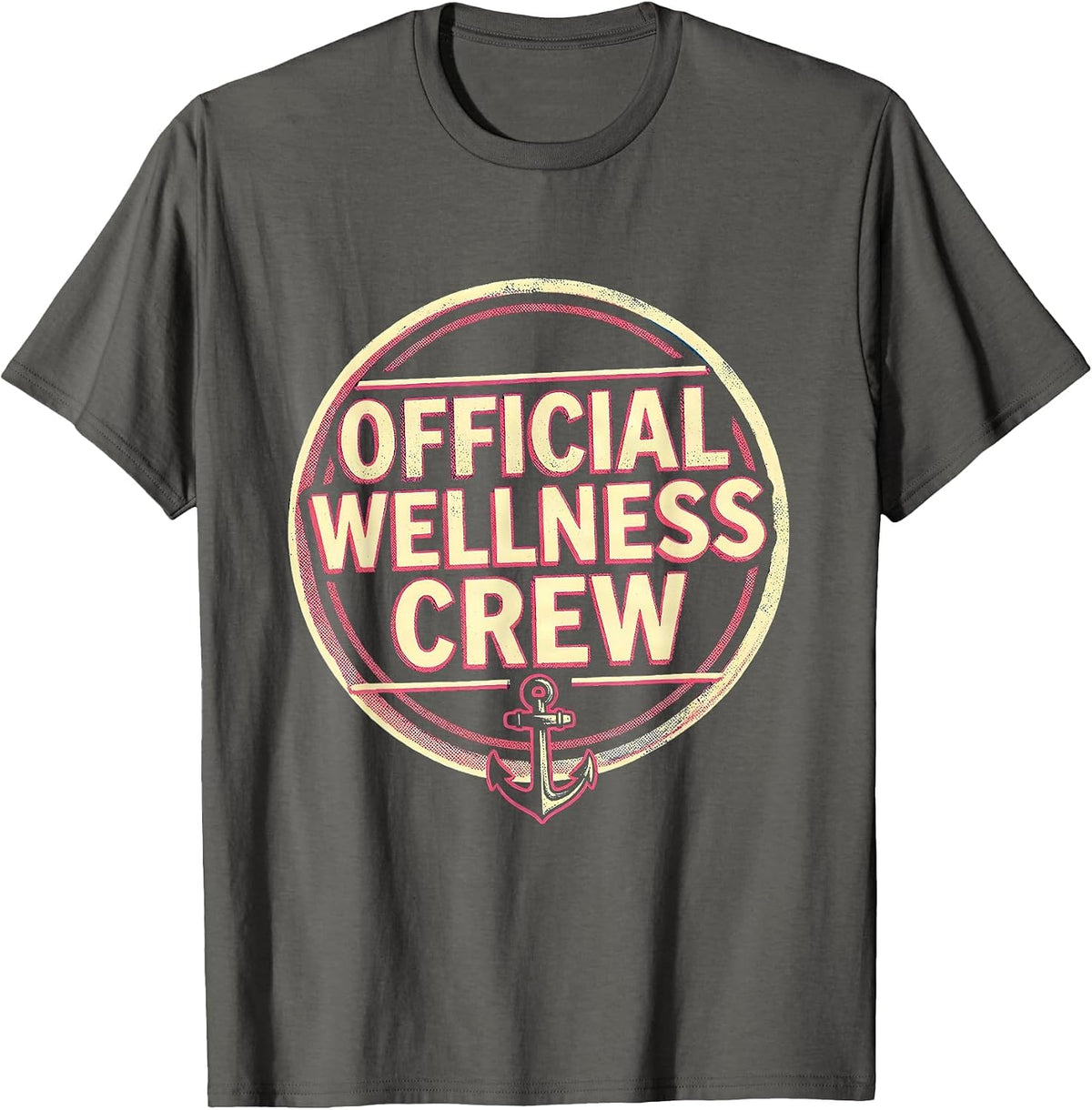 Men's Official Wellness Crew Risograph Health Trainer Coach Staff T-Shirt - Asphalt Grey