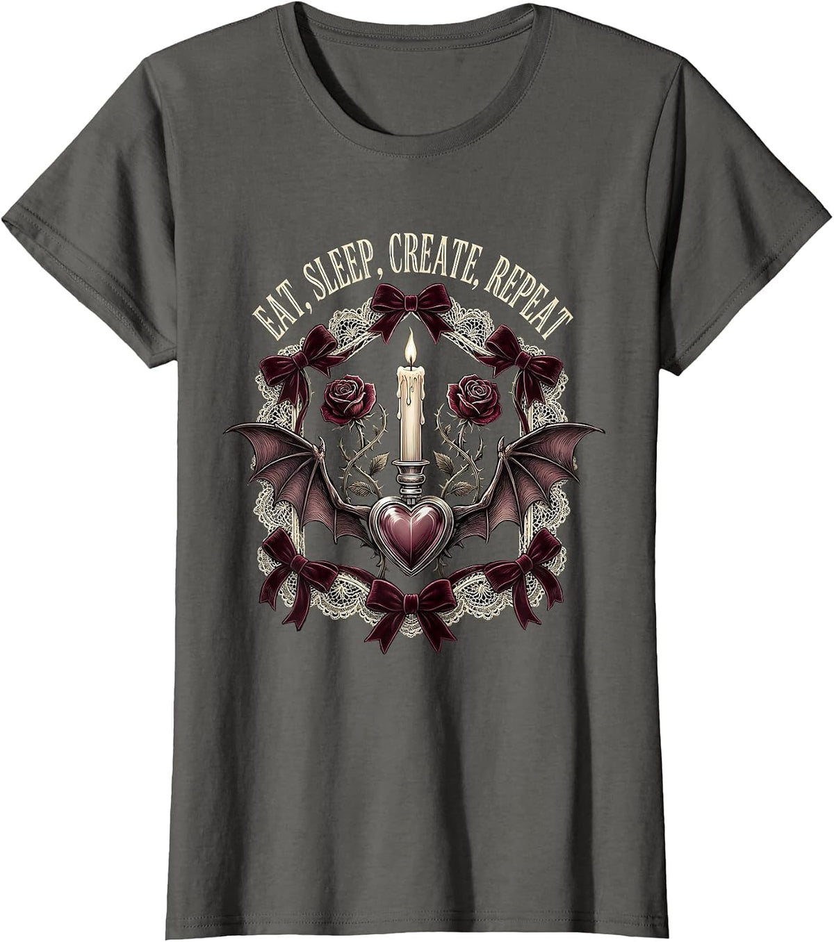 Women's Eat Sleep Create Repeat Renaissance Men Design T-Shirt - Asphalt Grey
