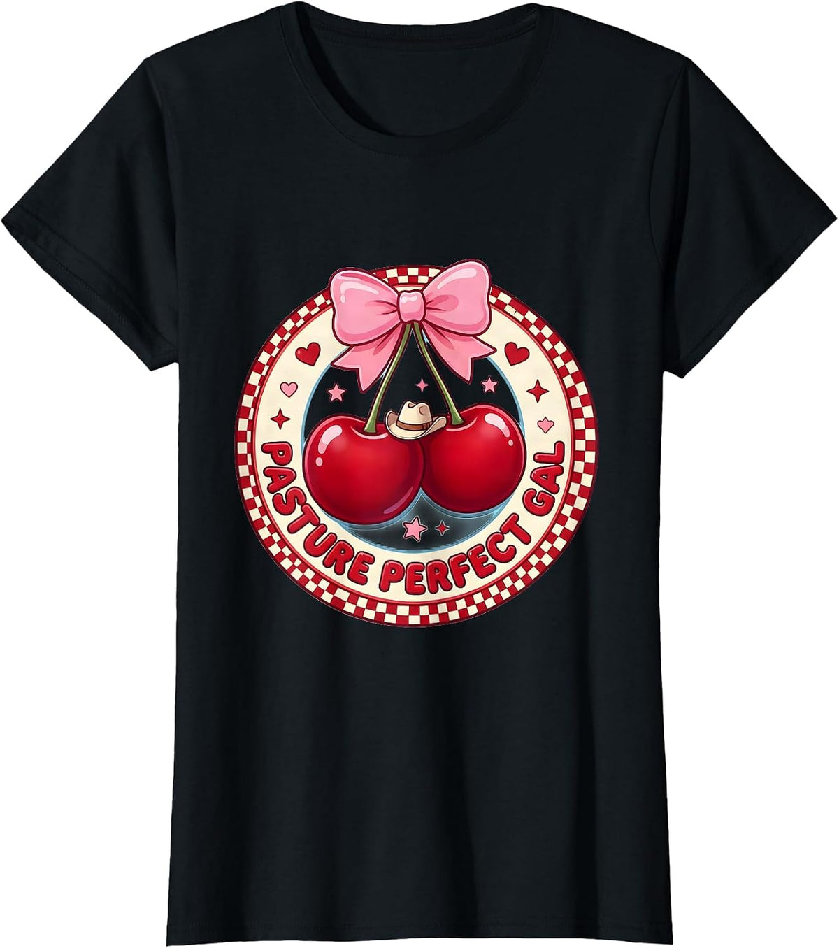 Pasture Perfect Gal Cow Lover Design T-Shirt - Black