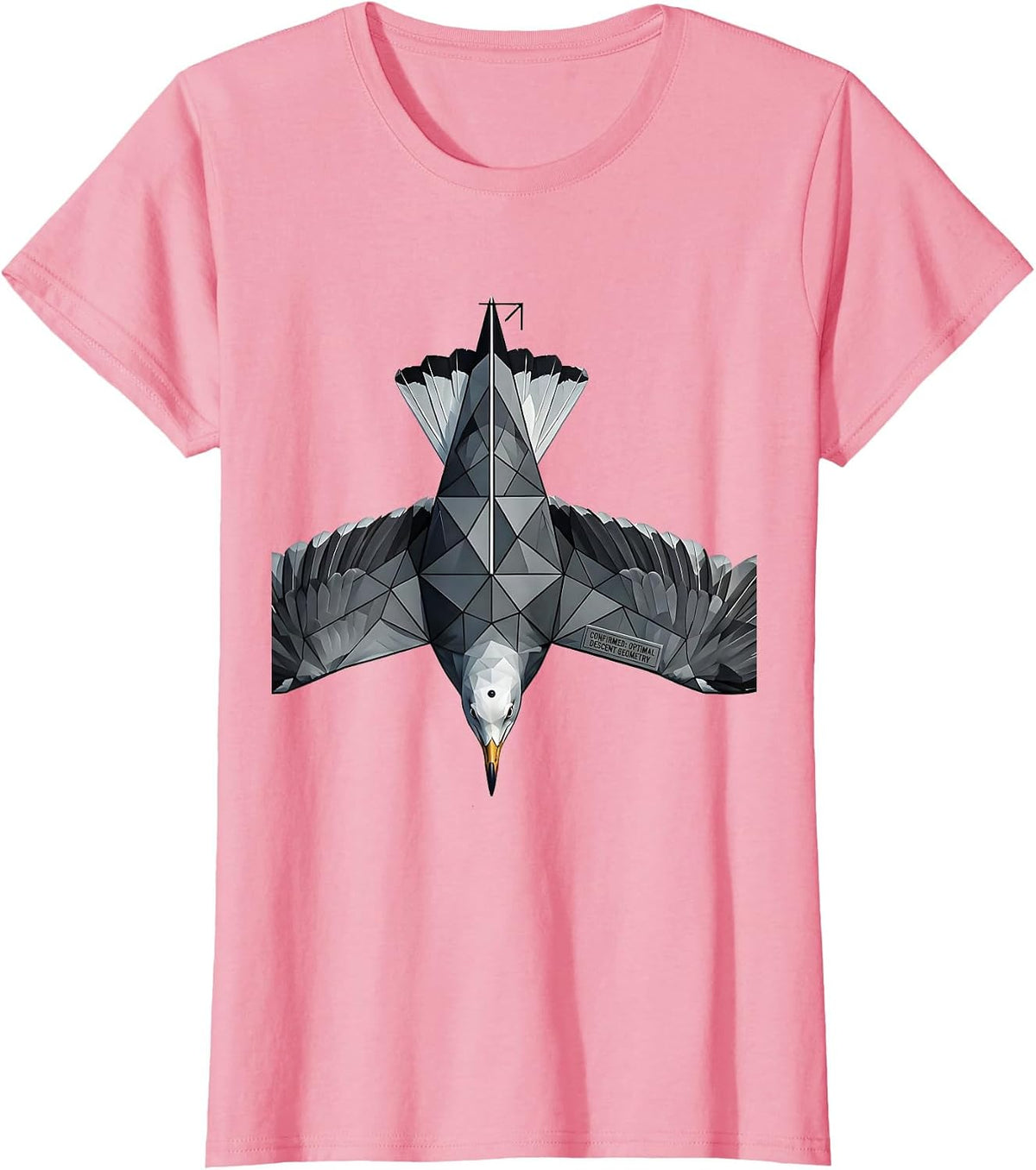 Women's Optimal Descent Geometry Geometric Bird Pun Math Teacher T-Shirt - Pink
