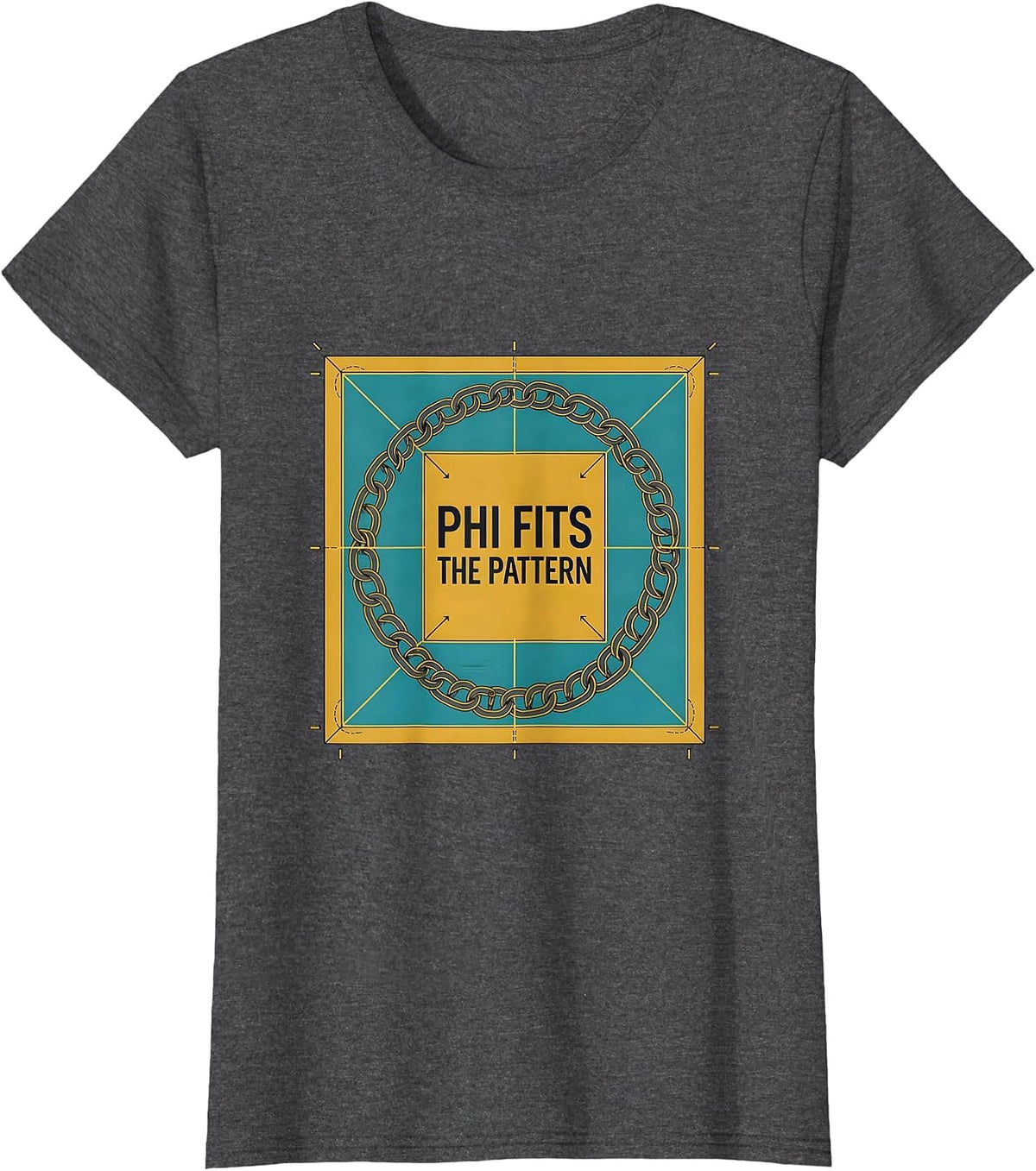 Women's Phi Fits The Pattern Math Sacred Geometry Fibonacci Spiral T-Shirt - Dark Heather Grey