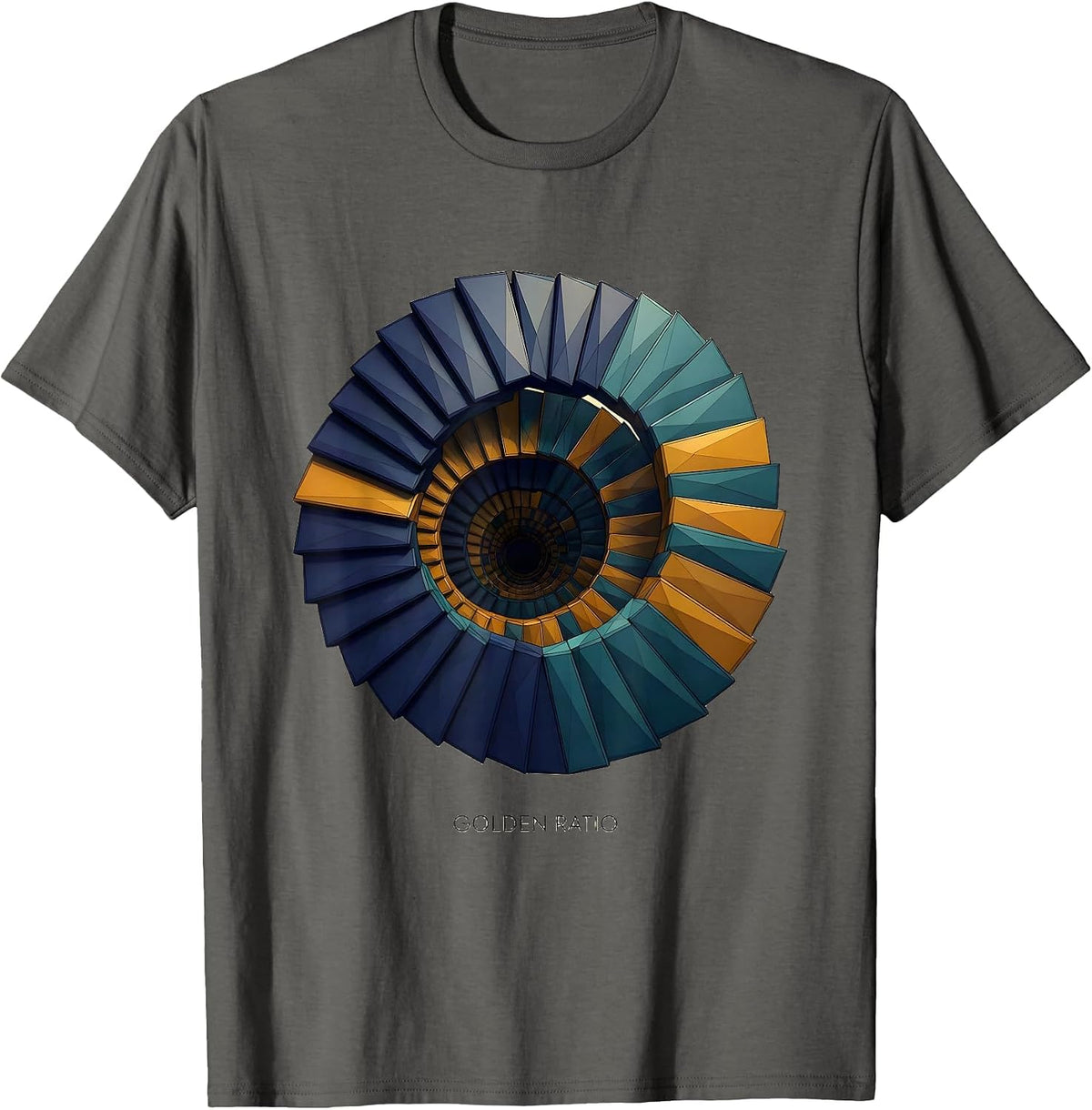Men's Golden Ratio Low Poly Sacred Geometry Math Enthusiast Gift T-Shirt - Asphalt Grey
