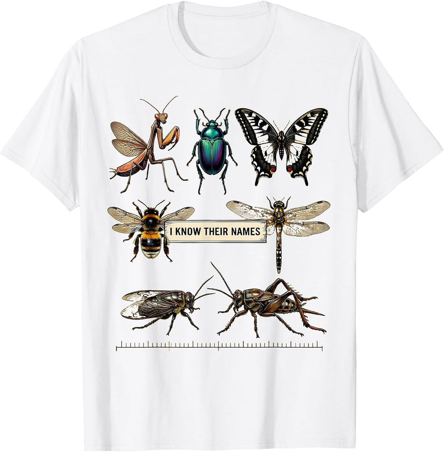 Men's I Know Their Names Entomology Bug Collector Insect Lover T-Shirt - White