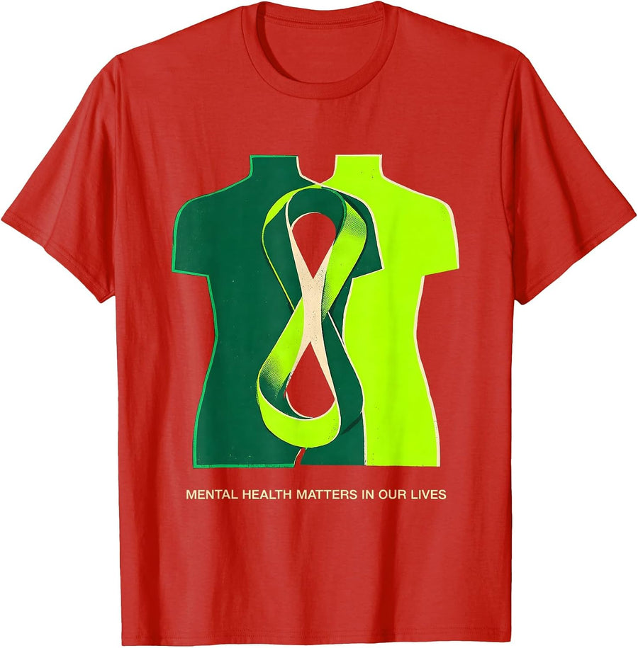 Men's Mental Health Matters In Our Lives Awareness Support T-Shirt - Red