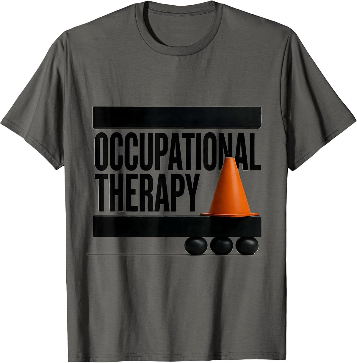 Men's Occupational Therapy Brutalist Graphic OT Therapist Work T-Shirt - Asphalt Grey