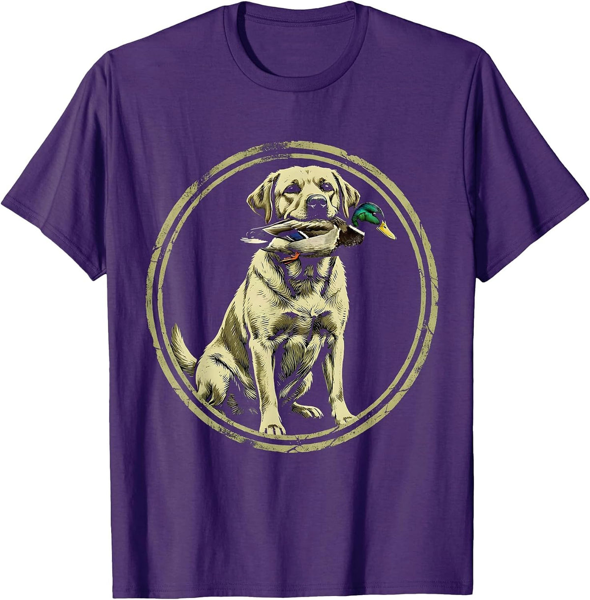 Men's Duck Camo Lab Dog with Duck Hunting Graphic T-Shirt - Purple