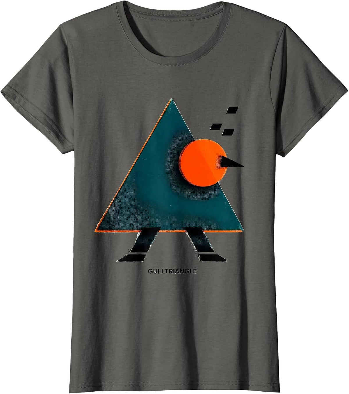 Women's Gulltriangle Risograph Math Teacher Bird Pun Funny Geometry T-Shirt - Asphalt Grey
