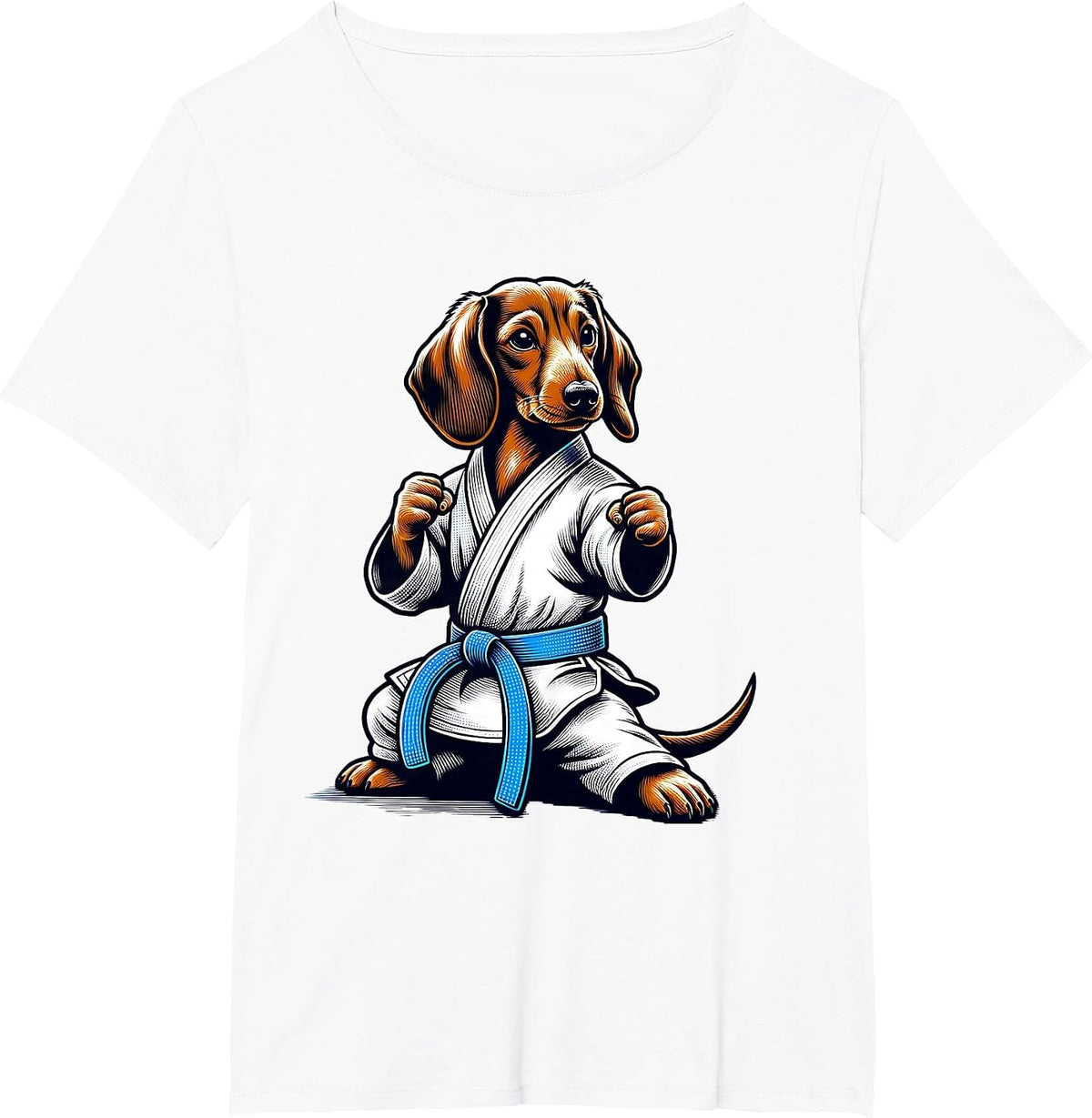 Karate Dachshund Master T-Shirt - White
