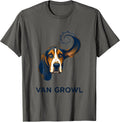 Van Growl Editorial Conceptual Basset Hound Van Gogh Style T-Shirt - Asphalt Grey
