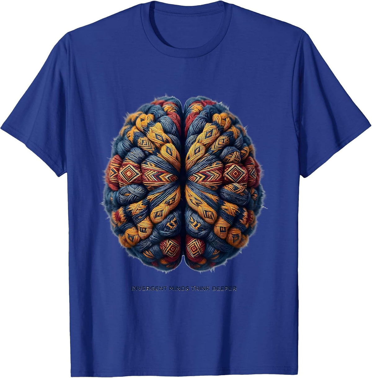 Divergent Minds Think Deeper Neurodiversity Design T-Shirt - Royal Blue