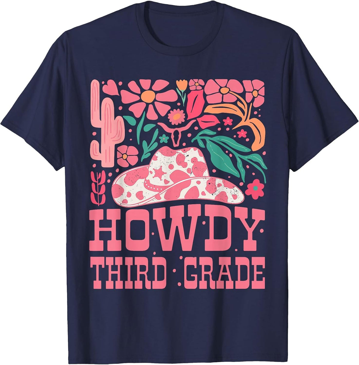 Howdy Third Grade Western Cowgirls 3rd Grade Squad Teacher T-Shirt - Navy Blue