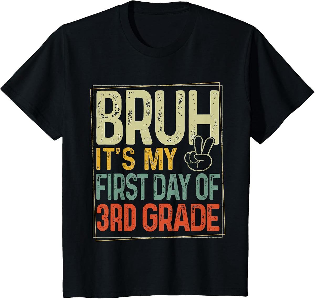 Bruh Its My First Day of 3rd Grade Back to School Boys Kids T-Shirt - Black