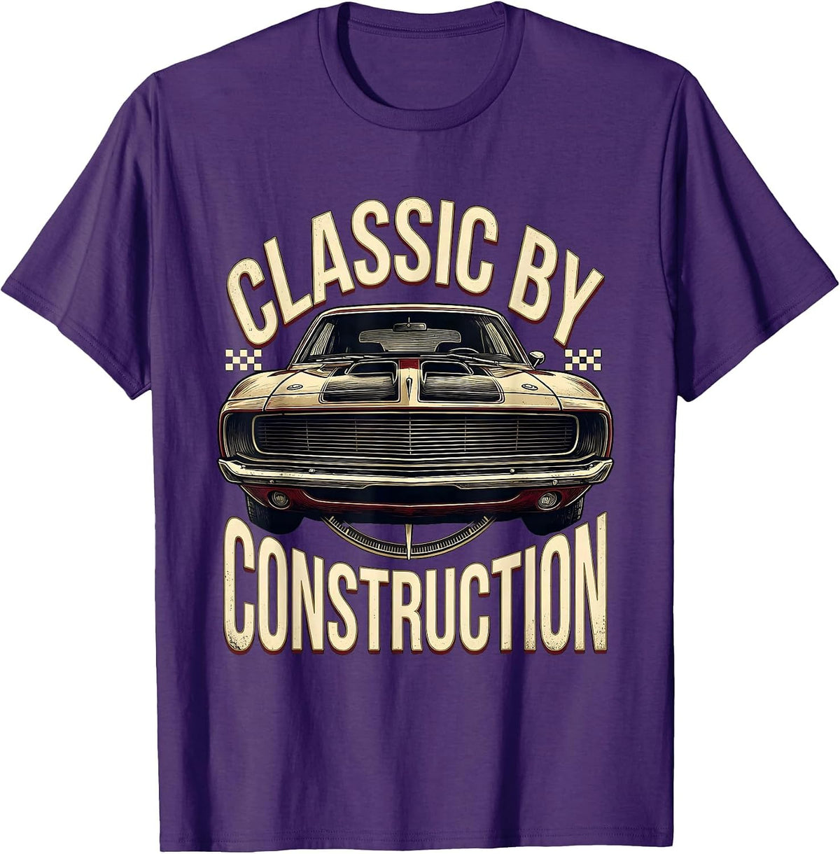Classic By Construction Vintage Muscle Car Racing Pride T-Shirt - Purple