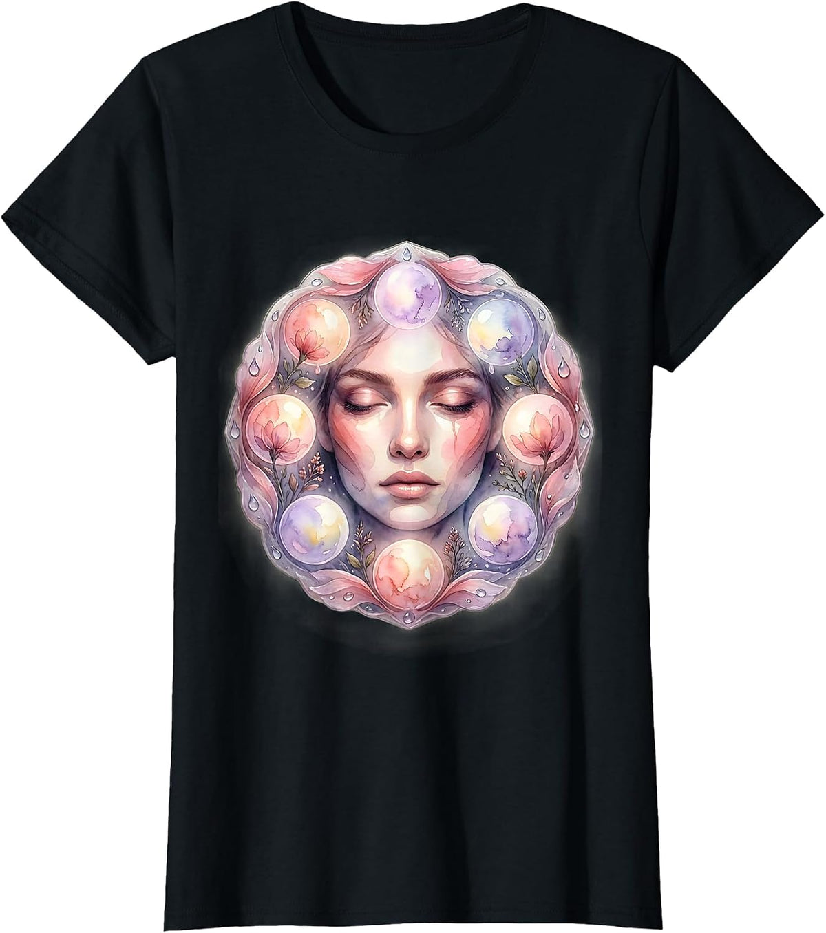 Women's K-Beauty Skincare Routine Illustration T-Shirt - Black
