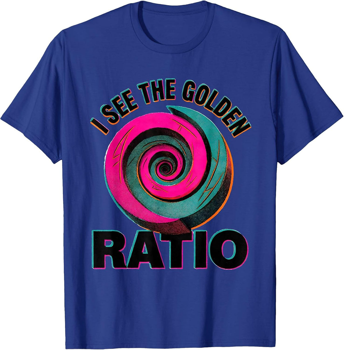 I See The Golden Ratio Risograph Math Geometry Enthusiast T-Shirt - Royal Blue