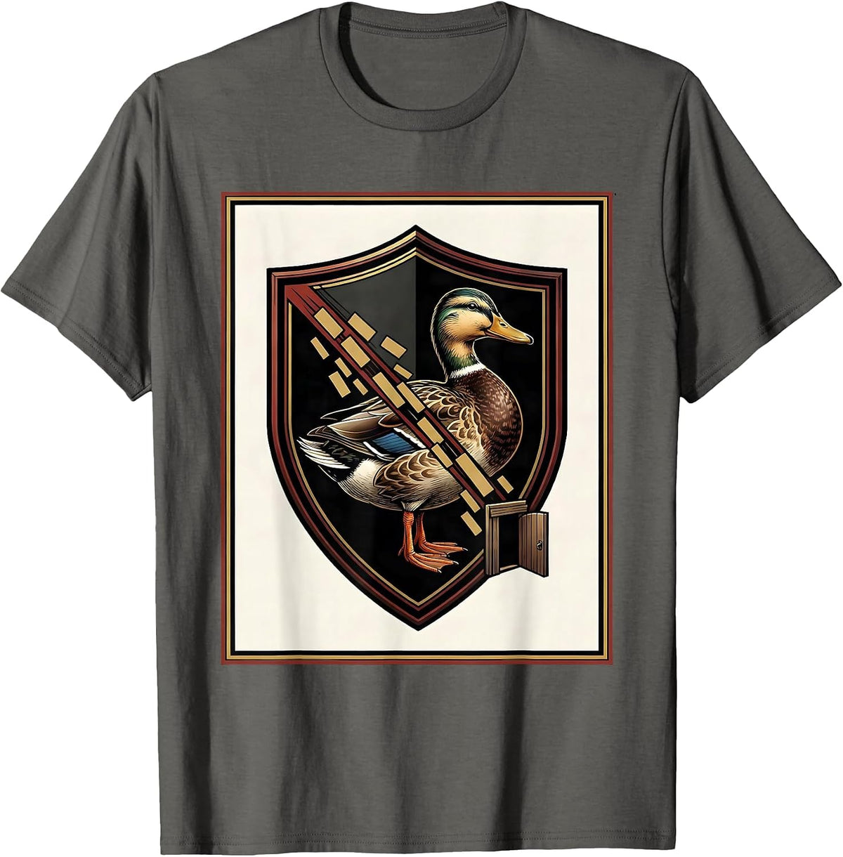 Heraldic Duck Emblem Funny Novelty Humor Gift T-Shirt - Asphalt Grey