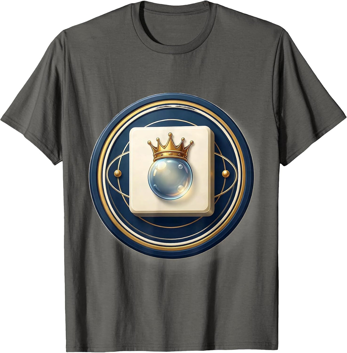 Men's Crowned Gas Bubble Periodic Table Emblem Science Humor T-Shirt - Asphalt Grey
