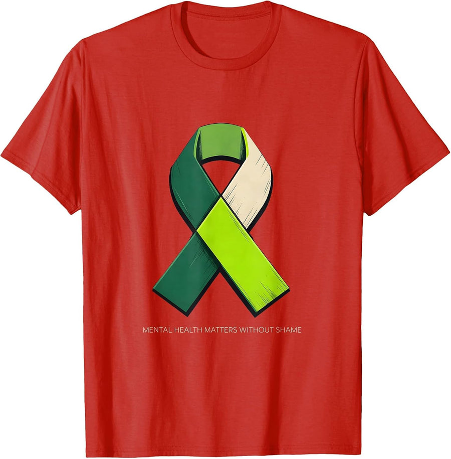 Men's Mental Health Matters Without Shame Geometric Awareness T-Shirt - Red